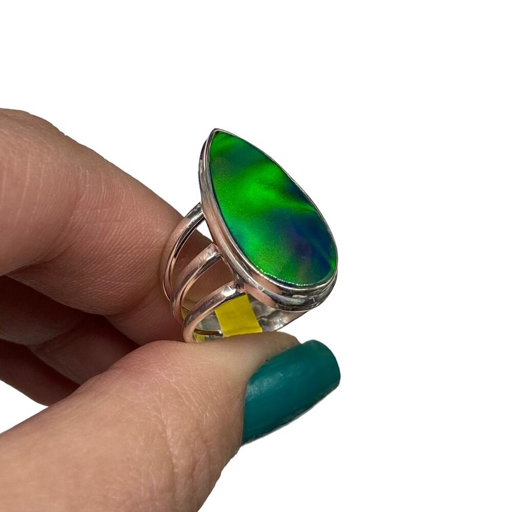 Aura Fire Opal Ring Solid Sterling Silver 925 Sto… - image 7